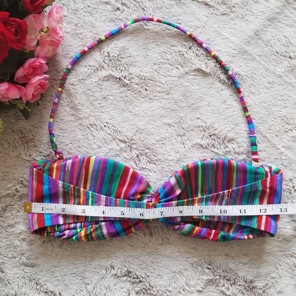 Victoria's Secret Rainbow Stripe Bikini Bandeau Top Twist Accent Size XS - Picture 8 of 8